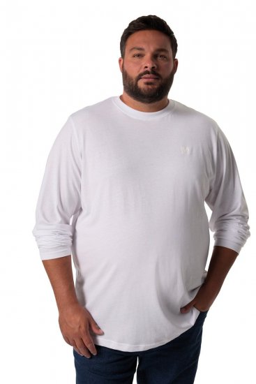 Men+ 307 Langærmet T-shirt Hvid - T-shirts - T-shirts i store størrelser - 2XL-14XL