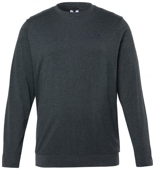 Men+ 313 Langærmet T-shirt bellyfit Koksgrå meleret - T-shirts - T-shirts i store størrelser - 2XL-14XL