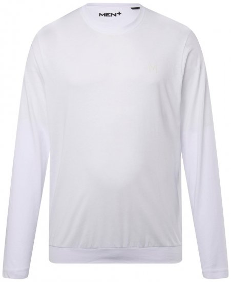 Men+ 313 Langærmet T-shirt bellyfit Hvid - T-shirts - T-shirts i store størrelser - 2XL-14XL