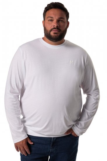 Men+ 313 Langærmet T-shirt bellyfit Hvid - T-shirts - T-shirts i store størrelser - 2XL-14XL