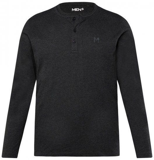 Men+ 383 Langærmet Henley-shirt Sort - T-shirts - T-shirts i store størrelser - 2XL-14XL