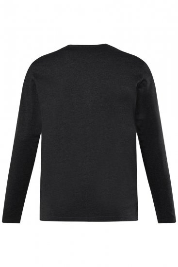 Men+ 383 Langærmet Henley-shirt Sort - T-shirts - T-shirts i store størrelser - 2XL-14XL