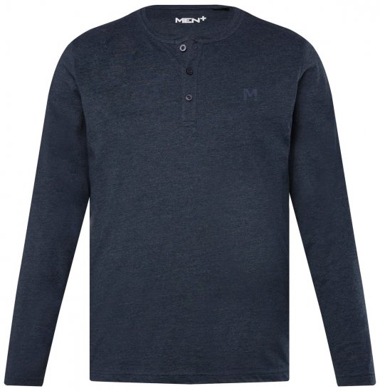 Men+ 383 Langærmet Henley-shirt Mørkeblå - T-shirts - T-shirts i store størrelser - 2XL-14XL