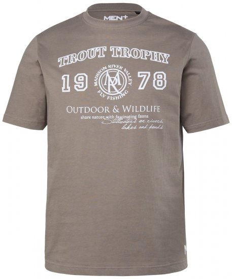 Men+ 424 T-shirt Trout Trophy Gråbrun - T-shirts - T-shirts i store størrelser - 2XL-14XL