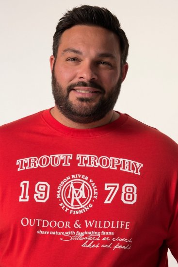 Men+ 424 T-shirt Trout Trophy Chilirød - T-shirts - T-shirts i store størrelser - 2XL-14XL