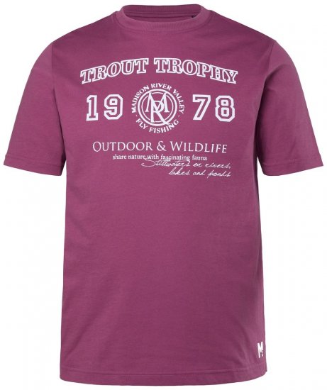 Men+ 424 T-shirt Trout Trophy Lys bærrød - T-shirts - T-shirts i store størrelser - 2XL-14XL