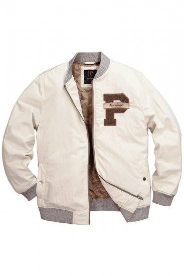 JP1880 836786 Collegejakke med emblem Benhvid - Jakker - Jakker i store størrelser, 2XL- 12XL