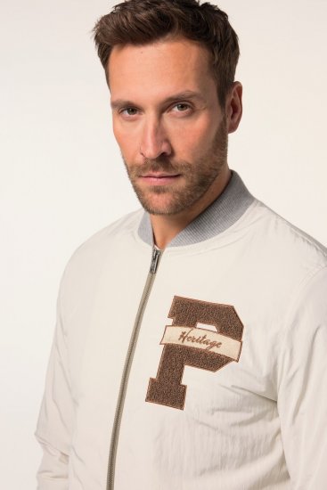 JP1880 836786 Collegejakke med emblem Benhvid - Jakker - Jakker i store størrelser, 2XL- 12XL