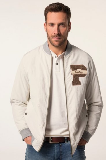JP1880 836786 Collegejakke med emblem Benhvid - Jakker - Jakker i store størrelser, 2XL- 12XL