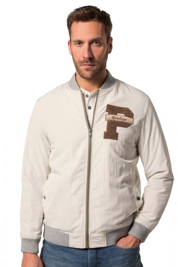 JP1880 836786 Collegejakke med emblem Benhvid - Jakker - Jakker i store størrelser, 2XL- 12XL