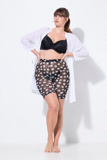 Ulla Popken 836803 Blomstrede antigniv-shorts Sort - Antigniv-shorts - 