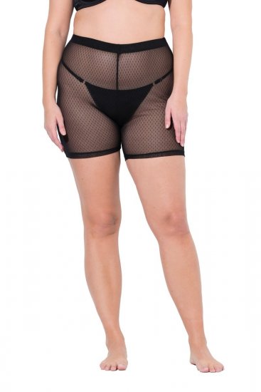 Ulla Popken 836805 Prikkede antigniv-shorts Sort - Antigniv-shorts - 