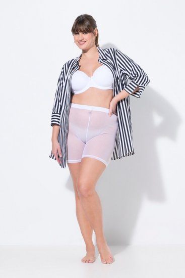 Ulla Popken 836805 Prikkede antigniv-shorts Hvid - Antigniv-shorts - 