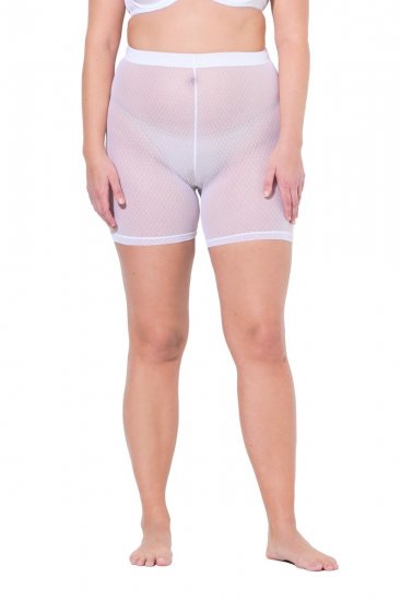 Ulla Popken 836805 Prikkede antigniv-shorts Hvid - Antigniv-shorts - 