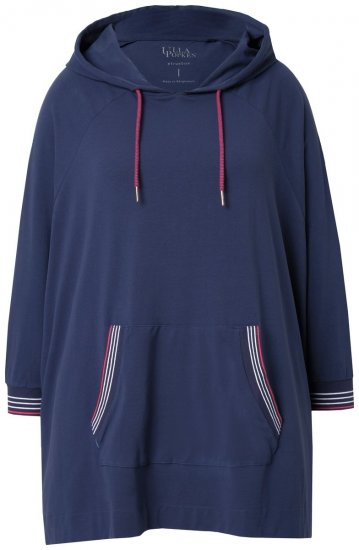 Ulla Popken 837190 Loungeponcho med hætte Mørklilla - Pyjama/Loungewear - 