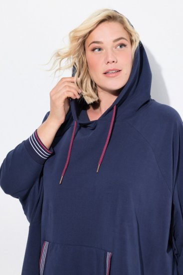 Ulla Popken 837190 Loungeponcho med hætte Mørklilla - Pyjama/Loungewear - 