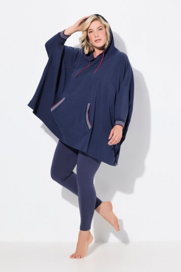 Ulla Popken 837190 Loungeponcho med hætte Mørklilla - Pyjama/Loungewear - 