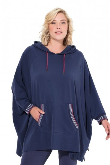 Ulla Popken 837190 Loungeponcho med hætte Mørklilla - Pyjama/Loungewear - 