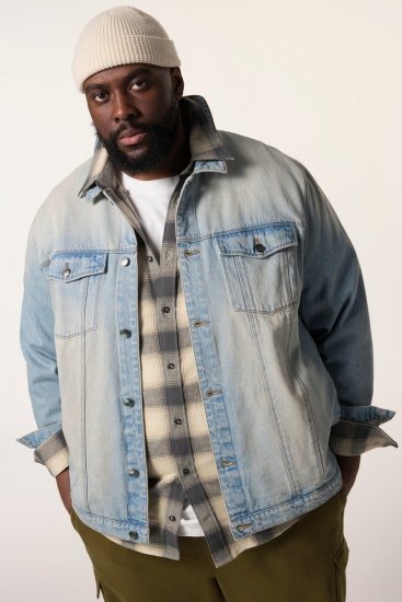 STHUGE 837222 Denimjakke med brystlommer Lyseblå - Jakker - Jakker i store størrelser, 2XL- 12XL