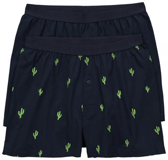 JP1880 837629 Boxershorts FLEXNAMIC® med kaktusprint Mørkeblå 2-pak - Undertøj og badetøj - Badetøj og Undertøj i store størrelser 