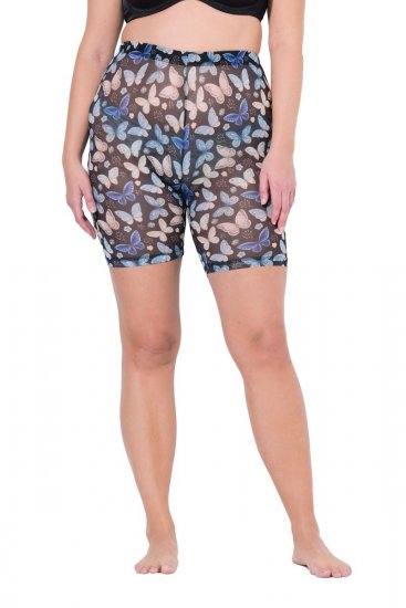 Ulla Popken 837676 Mønstrede antigniv-shorts Sort - Antigniv-shorts - 