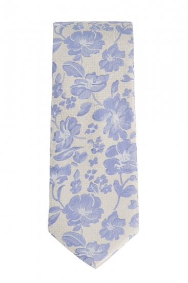 JP1880 837693 Blomstret silkeslips ekstralang Blågrå - Slips og butterfly - 