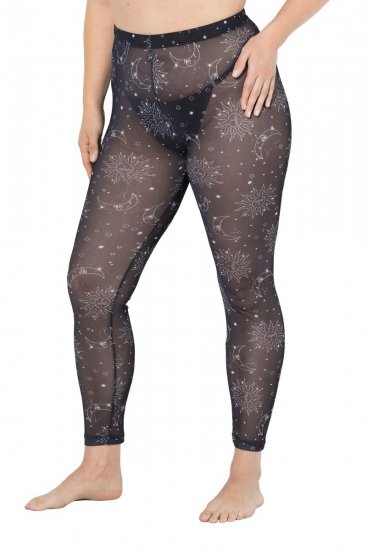 Ulla Popken 837935 Mønstrede strømpeleggings Sort - Strømpebukser & strømper - 