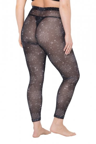 Ulla Popken 837935 Mønstrede strømpeleggings Sort - Strømpebukser & strømper - 