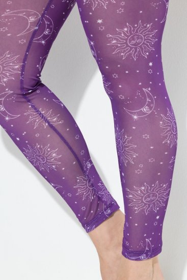 Ulla Popken 837935 Mønstrede strømpeleggings Violet - Strømpebukser & strømper - 