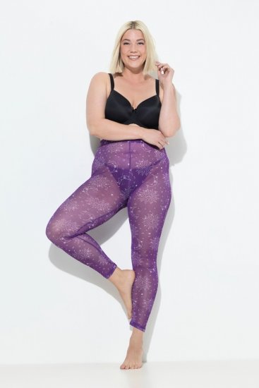Ulla Popken 837935 Mønstrede strømpeleggings Violet - Strømpebukser & strømper - 