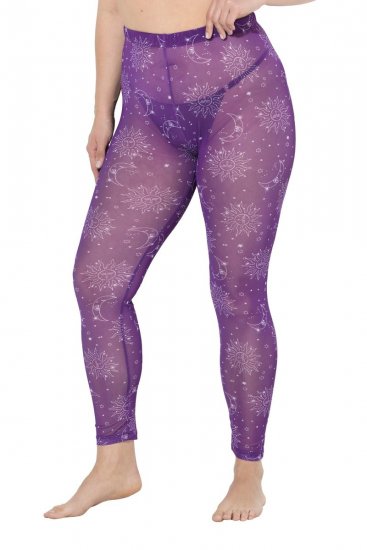 Ulla Popken 837935 Mønstrede strømpeleggings Violet - Strømpebukser & strømper - 