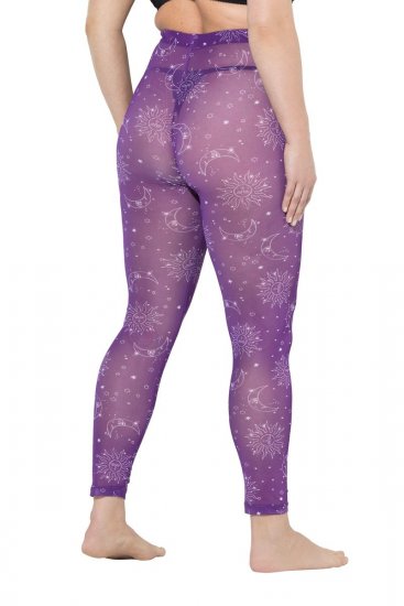Ulla Popken 837935 Mønstrede strømpeleggings Violet - Strømpebukser & strømper - 