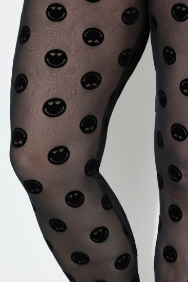 Ulla Popken 837949 Mønstrede strømpeleggings Sort - Strømpebukser & strømper - 