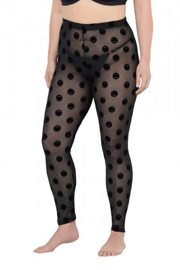 Ulla Popken 837949 Mønstrede strømpeleggings Sort - Strømpebukser & strømper - 