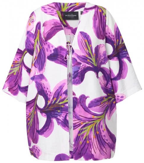 Ulla Popken 838105 Åben cardigan med bindebånd Violet - Cardigans - Cardigans i store størrelser