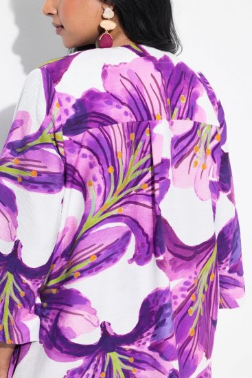 Ulla Popken 838105 Åben cardigan med bindebånd Violet - Cardigans - Cardigans i store størrelser