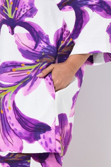 Ulla Popken 838105 Åben cardigan med bindebånd Violet - Cardigans - Cardigans i store størrelser
