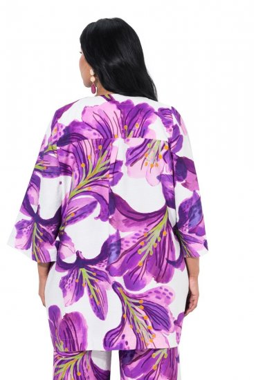 Ulla Popken 838105 Åben cardigan med bindebånd Violet - Cardigans - Cardigans i store størrelser
