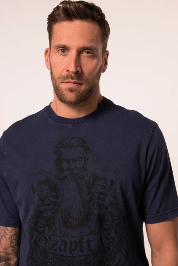 JP1880 O’zapft is! Design Vintage Look T-Shirt Navy Blue - T-shirts - T-shirts i store størrelser - 2XL-14XL