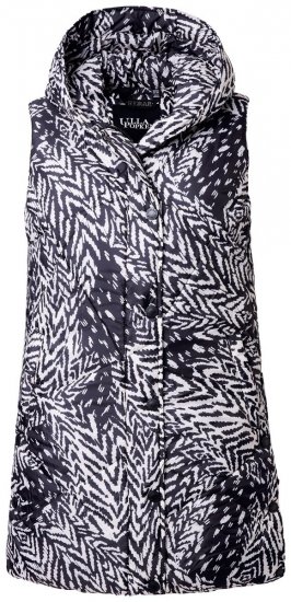 Ulla Popken 838435 Lang quiltet vest med tryk Sort - Veste - 