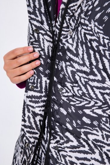 Ulla Popken 838435 Lang quiltet vest med tryk Sort - Veste - 
