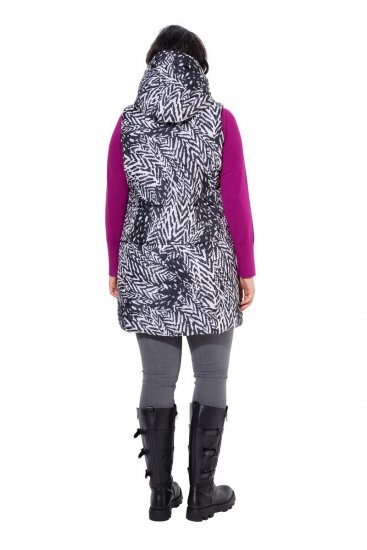 Ulla Popken 838435 Lang quiltet vest med tryk Sort - Veste - 