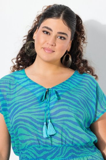 Ulla Popken 838483 Dyreprintet kjole Turkis - Sommerkjoler - Sommerkjoler i store størrelser