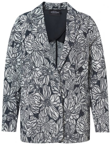 Ulla Popken 838656 Blomstret blazer Hvid - Blazere - Blazere i plusstørrelser til kvinder