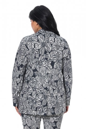 Ulla Popken 838656 Blomstret blazer Hvid - Blazere - Blazere i plusstørrelser til kvinder