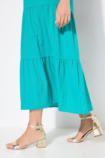 Ulla Popken 839135 Ærmeløs maxikjole Turkis - Maxikjoler - Maxikjoler i plus size