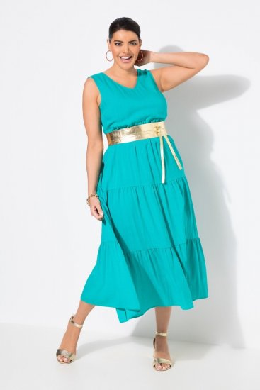 Ulla Popken 839135 Ærmeløs maxikjole Turkis - Maxikjoler - Maxikjoler i plus size