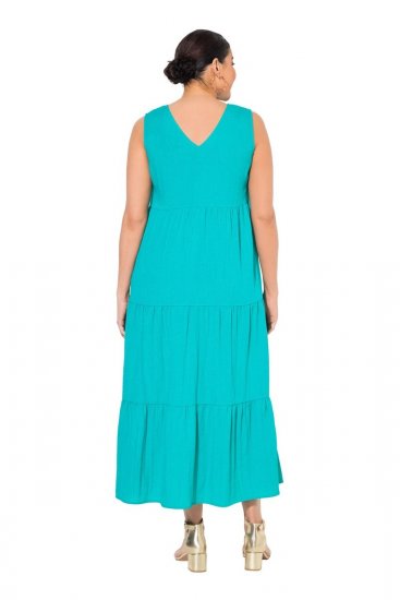 Ulla Popken 839135 Ærmeløs maxikjole Turkis - Maxikjoler - Maxikjoler i plus size