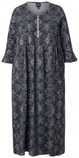 Ulla Popken 839518 Dyreprintet kjole med 3/4-ærmer Antracit - Maxikjoler - Maxikjoler i plus size