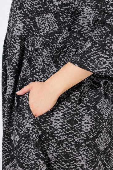 Ulla Popken 839518 Dyreprintet kjole med 3/4-ærmer Antracit - Maxikjoler - Maxikjoler i plus size
